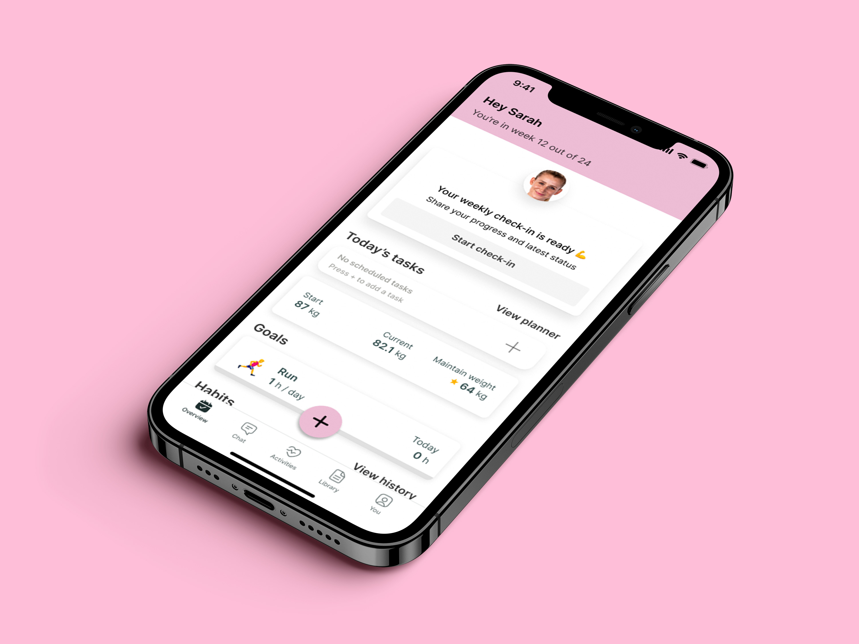 A mockup of the coaching app showcasing the features.